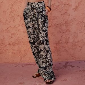 Zara Wide Leg Pant - black and cream